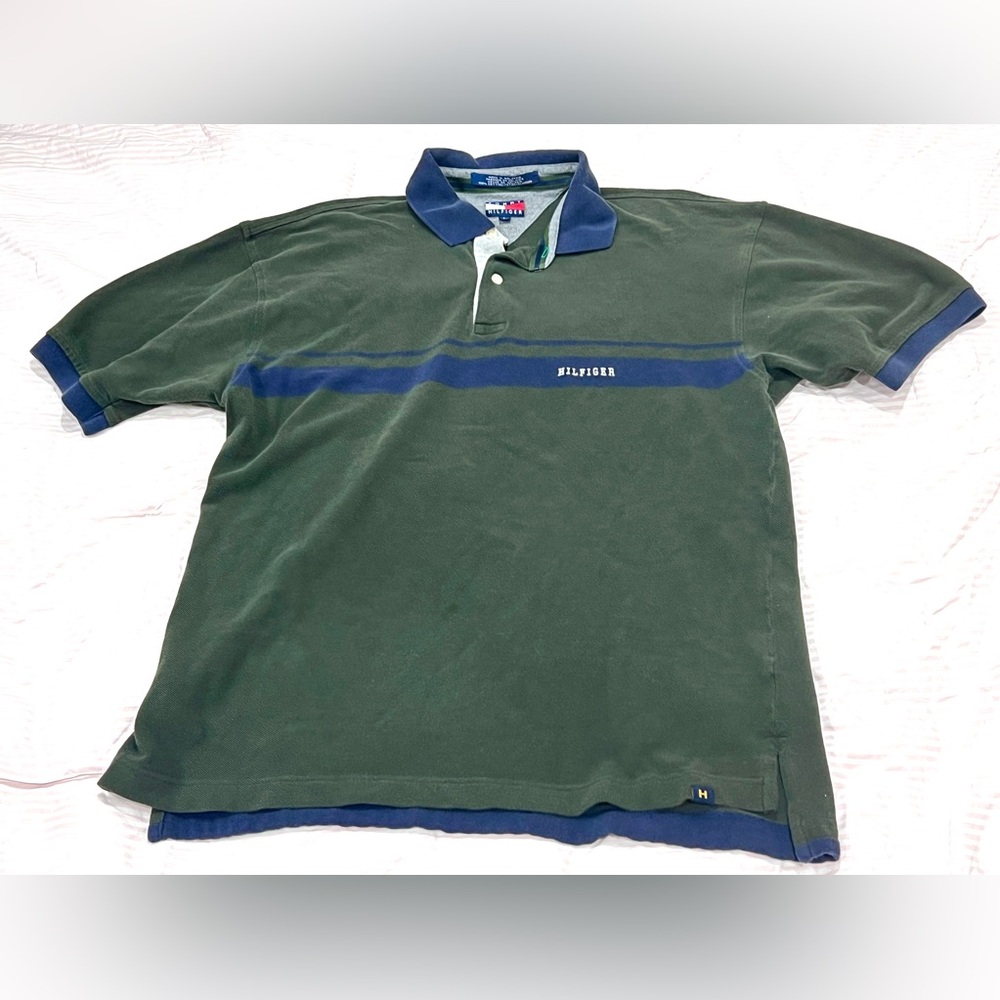 Tommy Hilfiger Men's Polo Shirt in Green and Blue